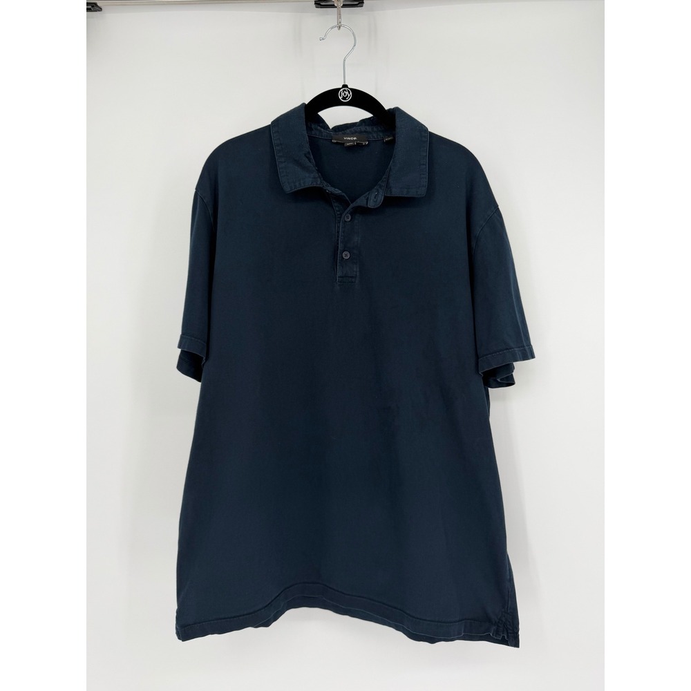 Vince Mens XL Navy Blue Short‎ Sleeve Cotton Polo Shirt Made in USA RN106730